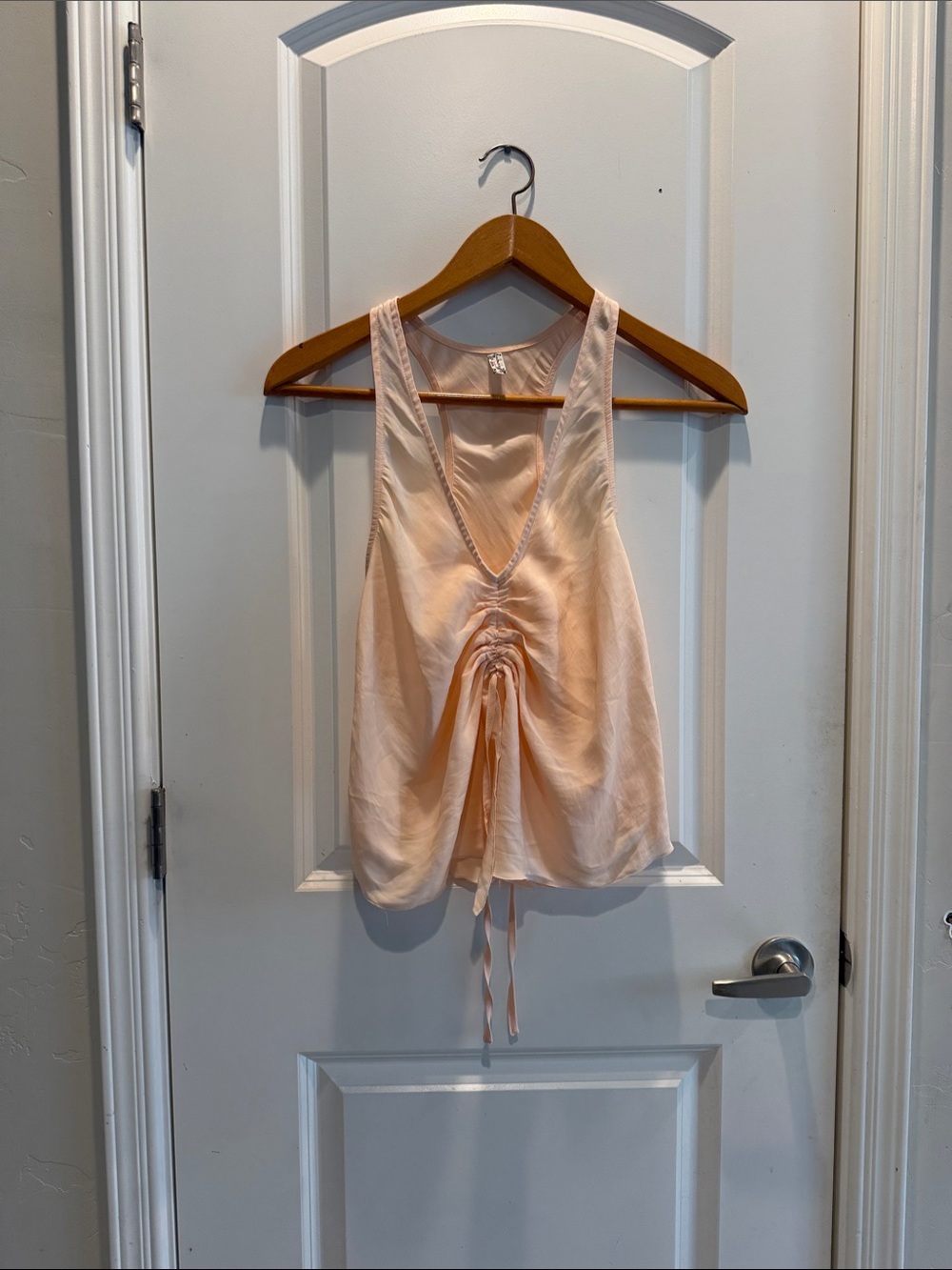 Free People Light Peach Drawstring V-Neck Camisole